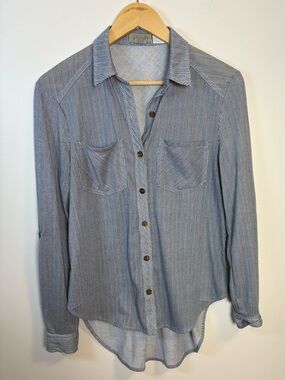 Passport Women’s Striped Button-Up Shirt, Size Small, Vacation, Cottagecore